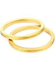 Avindy Jewelry "Stackable Bands" Set of Two Golden Channel Band