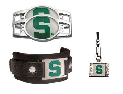 Michigan State Spartans Bracelet/Shoe Thingz Charm/Cell Phone Charm Package