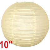 Ivory Chinese/Japanese Paper Lantern/Lamp 10" Diameter - Just Artifacts Brand
