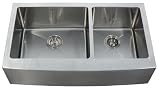 Kraus KHF203-36 36-Inch Farmhouse Apron 70/30 Double Bowl 16 gauge Kitchen Sink, Stainless Steel