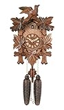 IMAGE OF River City Clocks Traditional German Cuckoo Clock with Five Hand-Carved Maple Leaves And One Bird, 14-Inch Tall
