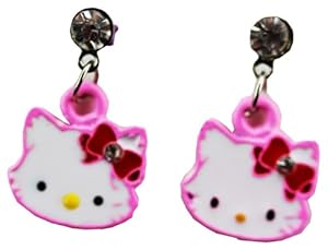 Charm Kitty Earring - Kids Fashion Earrings (Light Pink) [Jewelry]