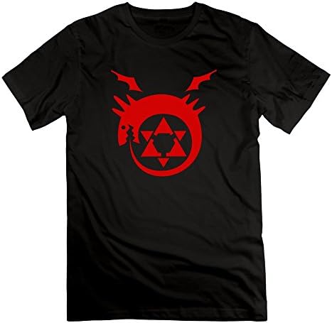 SaqT Men Fullmetal Alchemist Star Logo Japanese Manga Tshirts Black L