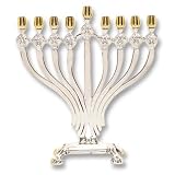Gold and Silver Plated Hanukkah Menorah With Lion Head Designs