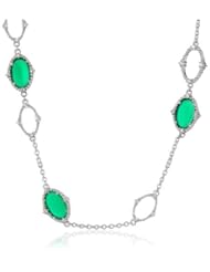 Judith Ripka "Sophia" Mix 3 Stones Green Chain Necklace, 17"