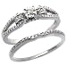 Sterling Silver Vintage Style 2-Pc. 11-Stone Diamond Engagement Ring Set w/ 0.112 Carat Brilliant Cut Diamonds (Available in Sizes 5 to 10), size 8 Sales