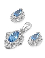 Sterling Silver Sets With Cubic Zirconia