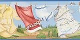 Blue Country Clothesline Wallpaper Border