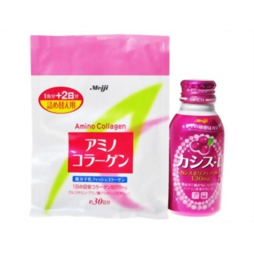 【数量限定】アミノコラーゲン　詰め替え用　２１４ｇ　（カシス－ｉ　ドリンク　１本付）