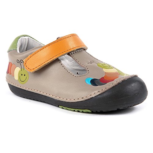 Momo Baby Unisex First Walker/Toddler Rainbow Caterpillar T-Strap Leather Shoes