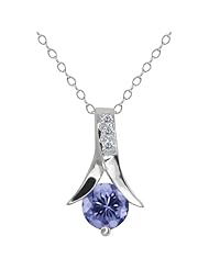 0.96 Ct Round Blue Tanzanite and White Diamond Sterling Silver Pendant