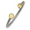 Chisel Gold Accented Polished Stainless Steel Cuff Bangle Bracelet
