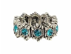 Ring - R4 -Swarovski (tm) Crystal Stretch - Size Med ~ Blue Zircon