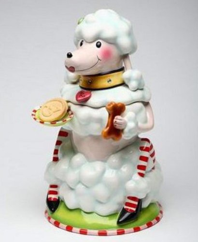 White POODLE Dog Ceramic Candy or Cookie Jar RUBY by Babs
