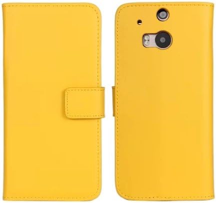 HTC One M8 Case, Obring® Stand Feature Wallet Case Premium Synthetic Leather Wallet Case Flip Cover with Credit Card ID Holder for HTC One M8 (Yellow)