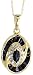 10k Yellow Gold 18" Chain & 3/4" (20mm) tall Oval Pendant, w/ 1.50 Total Carat Weight of Round Brilliant Diamonds & Marquise / Baguette Blue Sapphire Stones