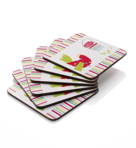 6 Chicken Stripey Coasters
