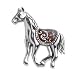 Red Rider Coral and Silver Horse Pin