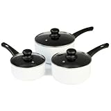 GINO D'ACAMPO Duro 3pc Non-Stick Aluminium Saucepan Set - WHITE