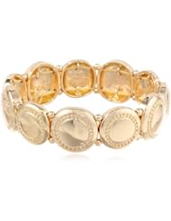 Napier "Golden Find" Gold-Tone Shiny Stretch Bracelet, 2.25"