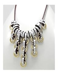 Silver Leather Necklace In White Base