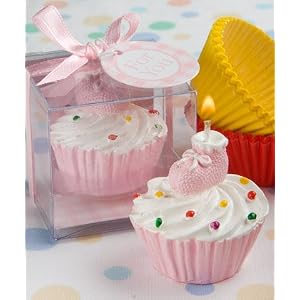 Set of 72 Pink cupcake design candle favors