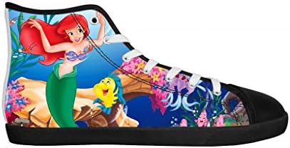 GCKG(TM) Disney Princess The Little Mermaid Men's High Top Canvas Shoes Lace-up Fashion Sneaker-11M US