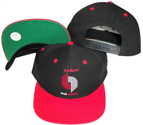 Portland Trail Blazers Black/Red Two Tone Snapback Adjustable Plastic Snap Back Hat / Cap