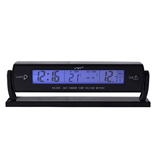 KINGMASÂ® VST-7013V Car Digital Clock, Out/Indoor Temp Thermometer, Voltage Meter Voltmeter