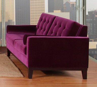 Armen Living Centennial Velvet Loveseat in Purple