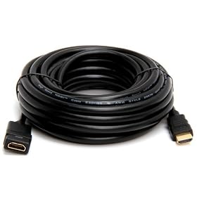25FT 24AWG CL2 Standard Speed Male to Female HDMI Extension Cable - Black