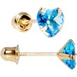 14K Yellow Gold .47 Carat CZ Heart December Birthstone Earrings