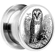 20mm Steel Black And White Owl Screw Fit Plug