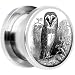 0 Gauge Steel Black And White Owl Screw Fit Plug