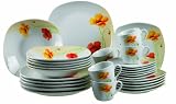 Produkt-Bild: Domestic 920834 Papavero Porzellan Kombiservice 30-teilig mit je 6 Tassen, Untertassen, Dessertteller,Teller tief, Teller flach