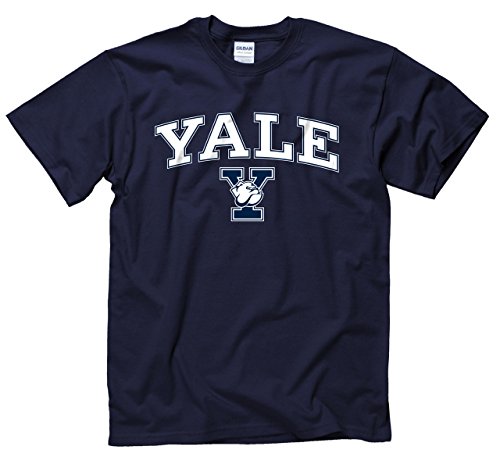 Yale bulldogs adult arch and logo t-shirt - navy , large