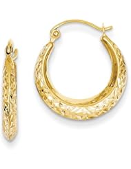 MadiK® 14k Yellow Gold Textured Hollow Hinged Post Hoop Earrings