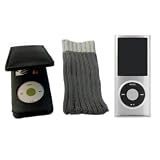 Electronics : 4G Black Flip Case + Grey Sock & Ice Box Cover for the New Apple iPod nano 4th Generation 8GB & 16GB + Neck Strap