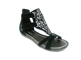 KCMODE Ladies Black Ankle Faux Suede Bead Fashion Sandals