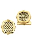 14k Gold Cufflinks - Solid 14k Gold Square With Center Mesh Cufflinks