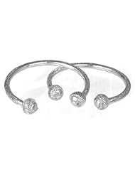 Ridged Ball .925 Sterling Silver West Indian Bangles (Pair)