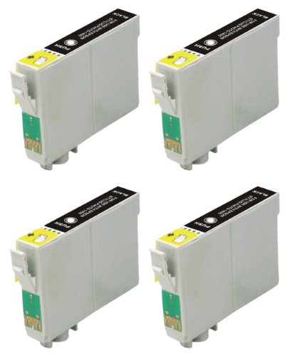 Virtual Outlet ® 4 Pack Remanufactured Black Inkjet Cartridges for Epson T048 #48, T048120 Compatible with Epson Stylus Photo R300, Stylus Photo R300M, Stylus Photo RX500, Stylus Photo R200, Stylus Photo RX600, Stylus Photo R220, Stylus Photo R320, Stylus Photo R340, Stylus Photo R500, Stylus Photo R600, Stylus Photo RX620 (4 Black)