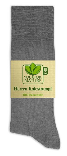YOU FOR NATURE - Herren Kniestrümpfe BIO Baumwolle GRAU Gr. 43-46