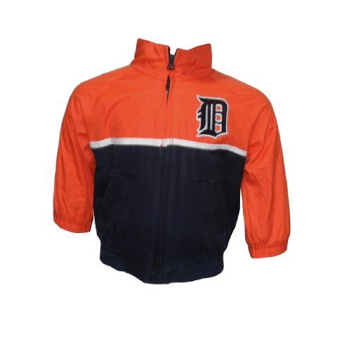 MLB Detroit Tigers Baby / Infant Athletic Zip-Up Coat / Jacket with Embroidered Logo - Orange & Blue (Size: 6/9)