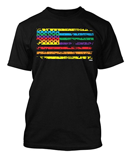 Rainbow American Flag - Gay Lesbian Men's T-shirt