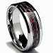 RED & BLACK Carbon Fiber Inlay 8MM Men's Tungsten Carbide Ring RED & BLACK Carbon Fiber Inlay 8MM Men's Tungsten Carbide Ring
