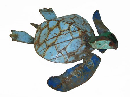 Large Tortuga Sea Turtle : Recycled Metal Animal 