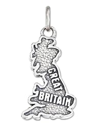 Sterling Silver Antiqued "Great Britain" Map Charm