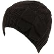 Cable Knit Beanie Skull Ski Winter Ribbon Bow Hat Black