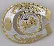 Horseshoe Shaped Bullrider German Silver Belt Buckle  3-1/2" x 3 "